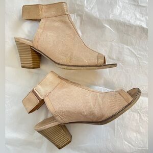 Gabor Women's Pink Leather Peep-Toe Block Heel Sandals, Sz 38.5